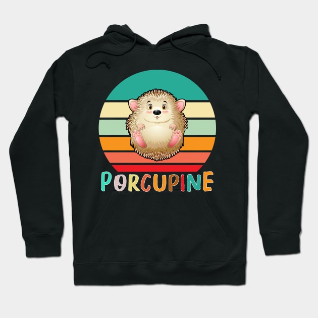 Vintage Retro Porcupine Hoodie by adrinalanmaji